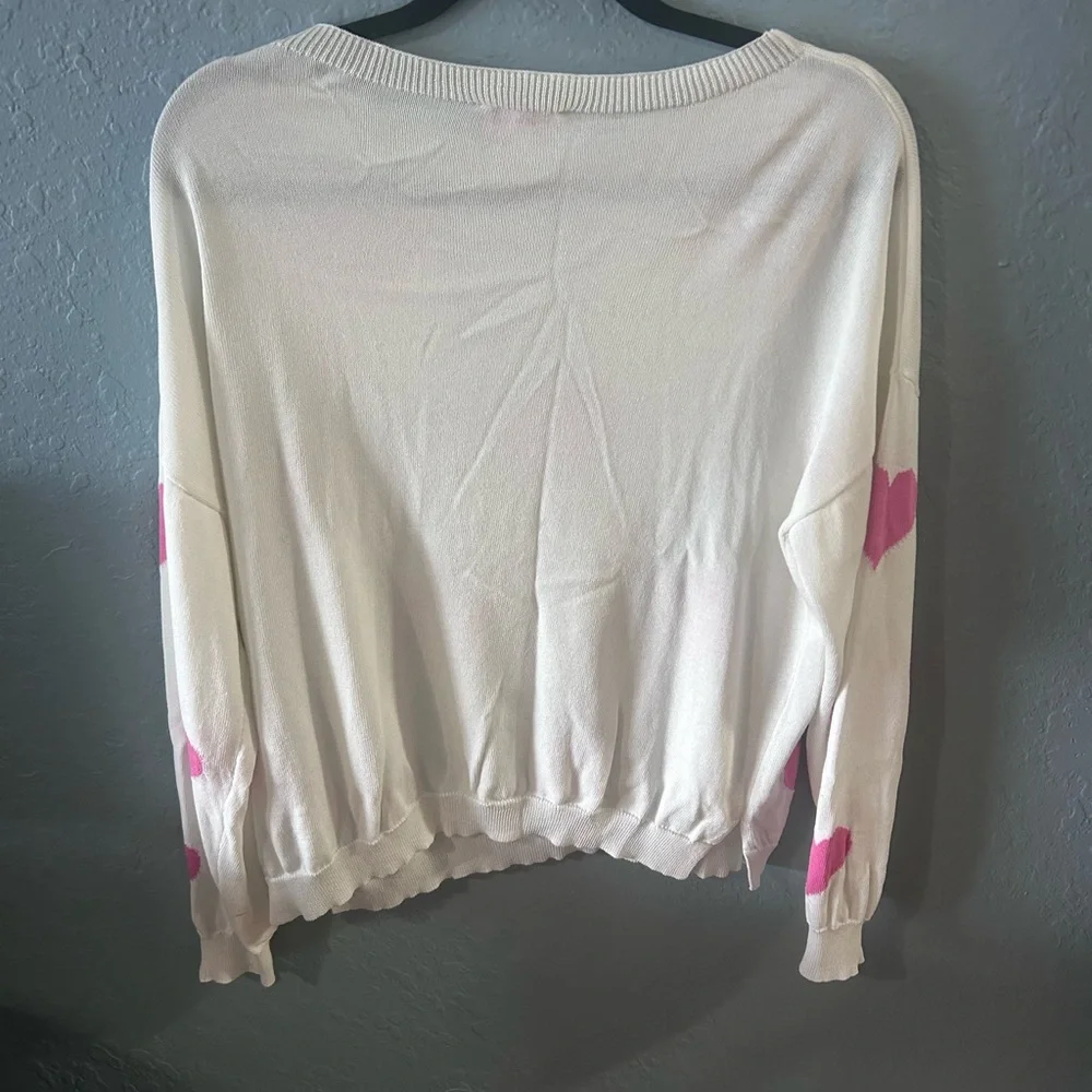 Pink Lily white sweater hearts Valentine’s Day preppy coquette kidcore soft girl - Picture 3 of 6